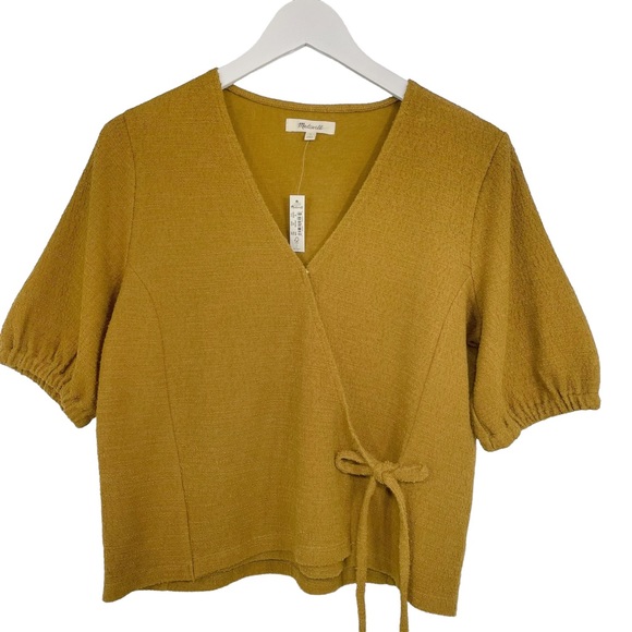Madewell Tops - Madewell Top Medium Texture & Thread Puff-Sleeve Wrap NEW